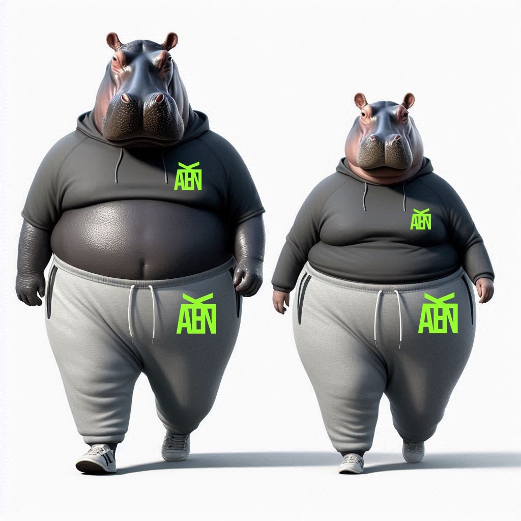 Ein Cartoon Nilpferd Pärchen vermenschlicht in Jogginghosen - Hosen für alle Tollpatsche - Unisex