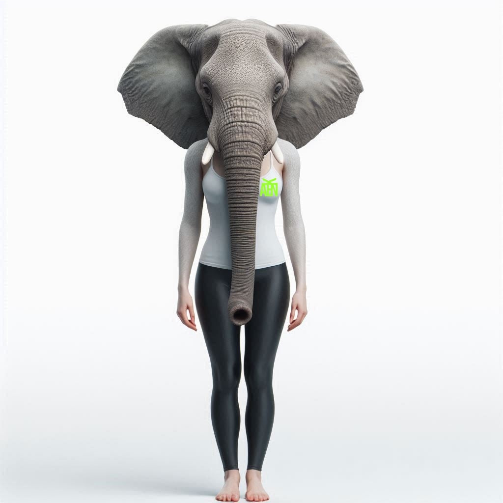 Ein weiblicher vermenschlichter Cartoon Elefant in Leggins und Tank Top - Tank Tops für weibliche Tollpatsche
