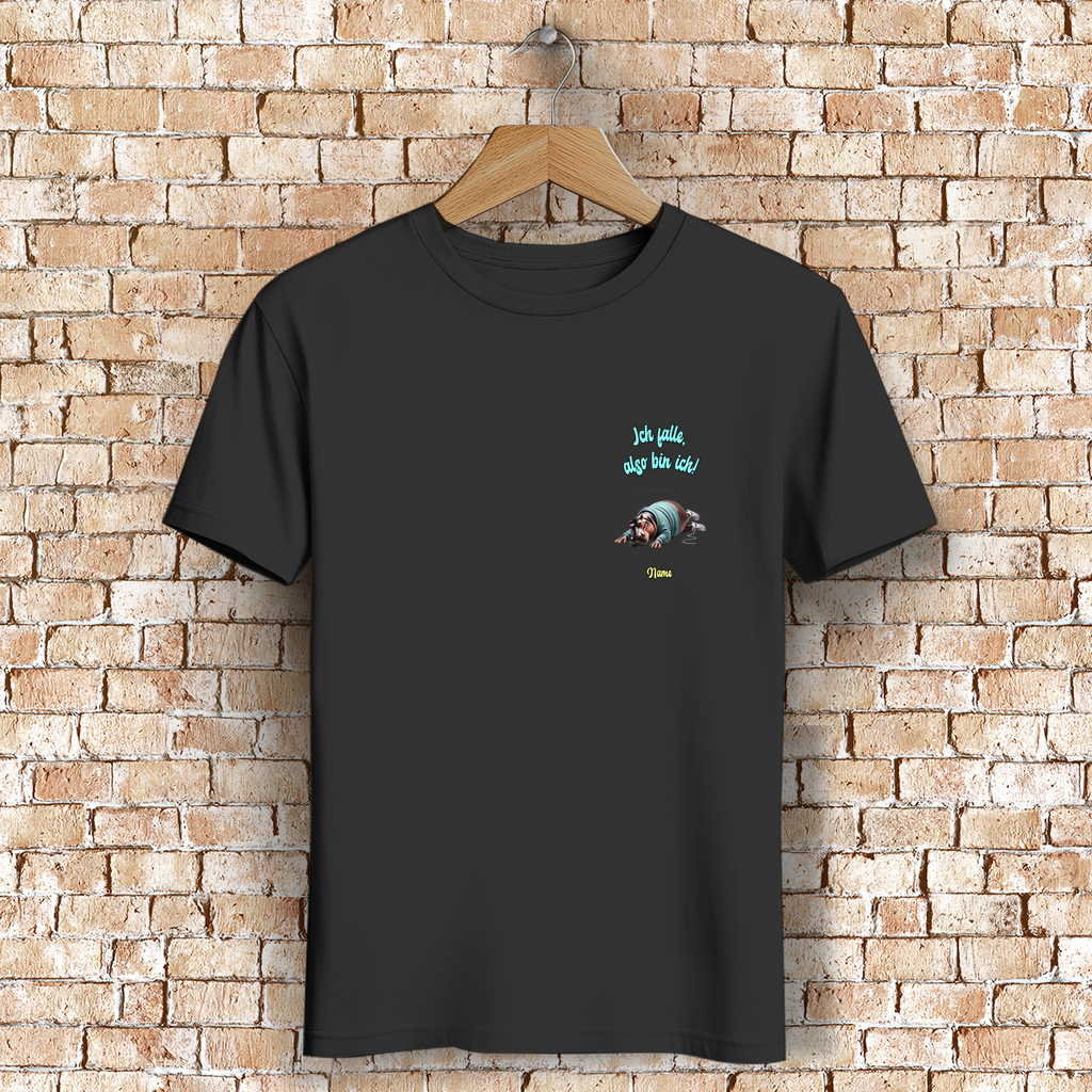 Modell Niko * Elnika Herren Bio T-Shirt * Ich falle, also bin ich!