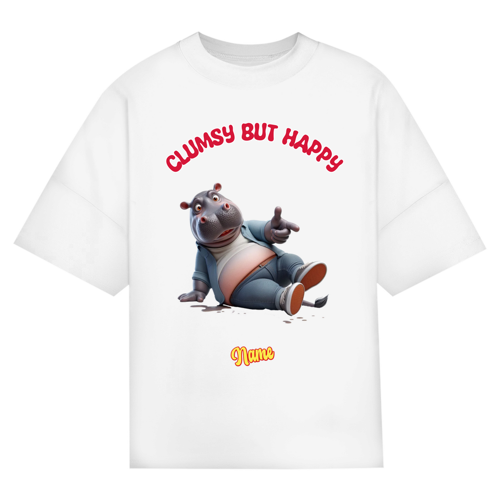 Modell Niklas * Elnika Oversize Bio T-Shirt * Clumsy but happy