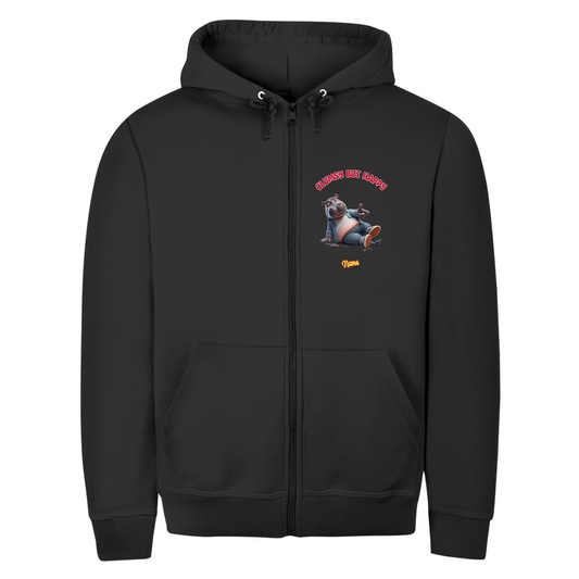 Modell Egon * Elnika Herren Zipper Hoodie  * Clumsy but happy
