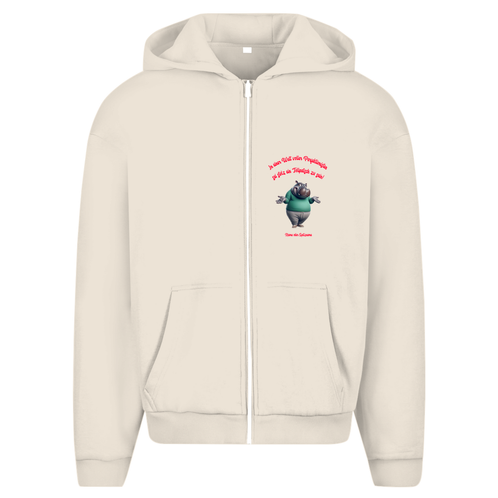 Modell Erna * Oversize Zipper Hoodie * Stolz ein Tollpatsch zu sein