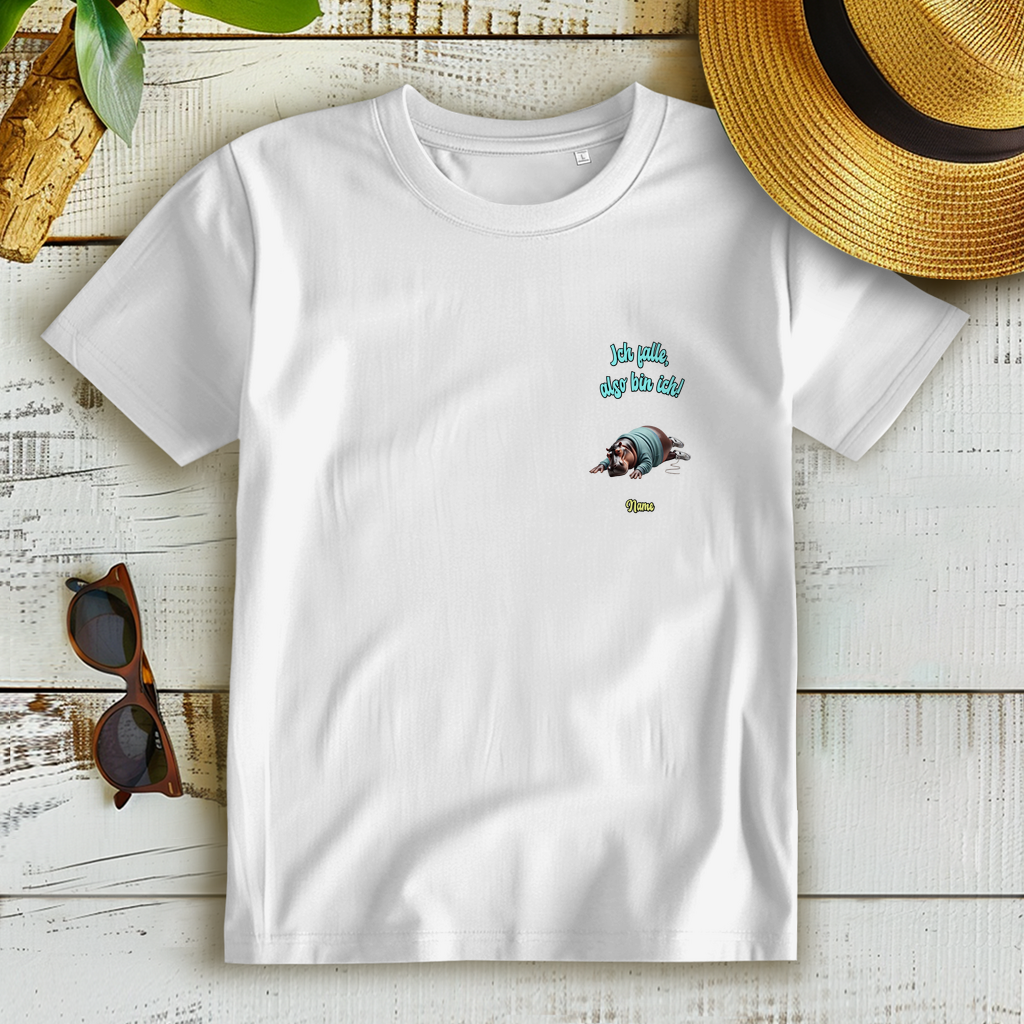 Modell Elfriede * Elnika Damen Bio T-Shirt * Ich falle, also bin ich!