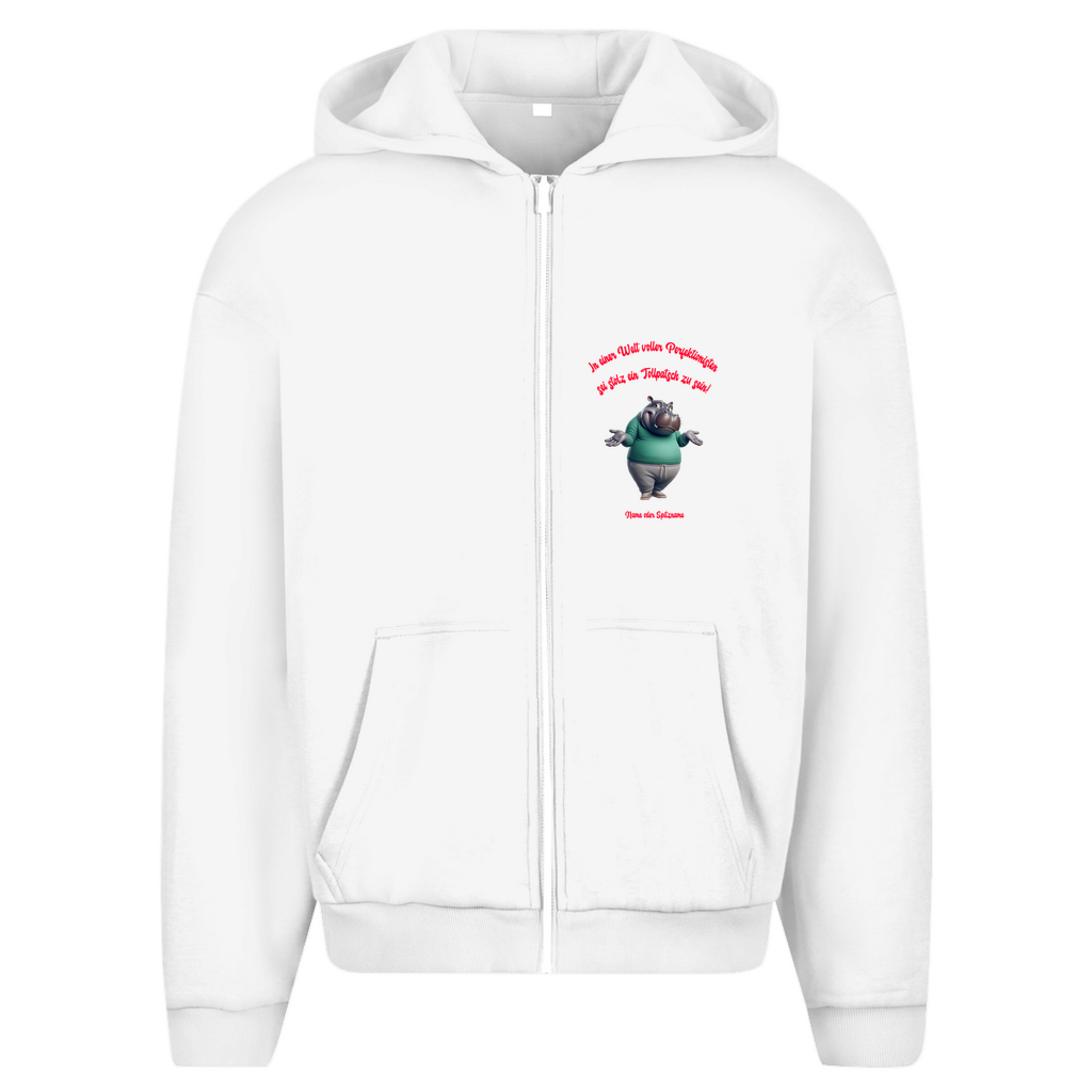 Modell Erna * Oversize Zipper Hoodie * Stolz ein Tollpatsch zu sein