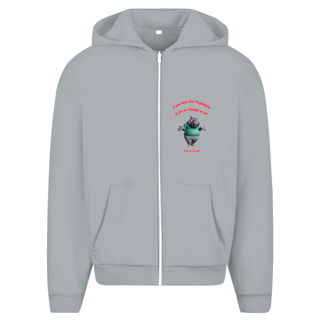 Modell Erna * Oversize Zipper Hoodie * Stolz ein Tollpatsch zu sein