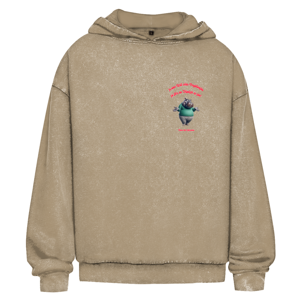 Modell Nicole * Oversize Washed Hoodie * Stolz ein Tollpatsch zu sein