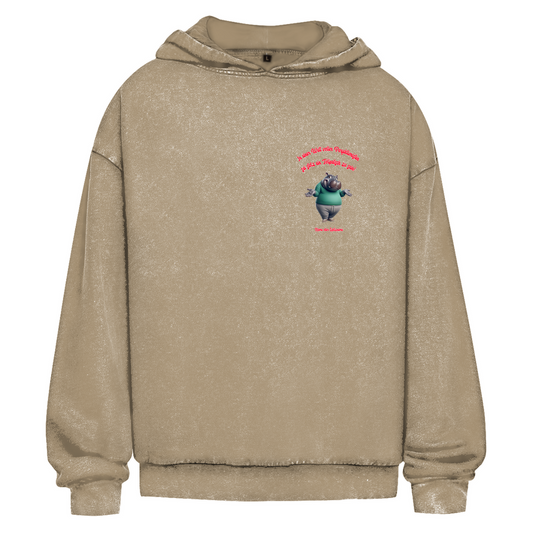 Modell Nicole * Oversize Washed Hoodie * Stolz ein Tollpatsch zu sein
