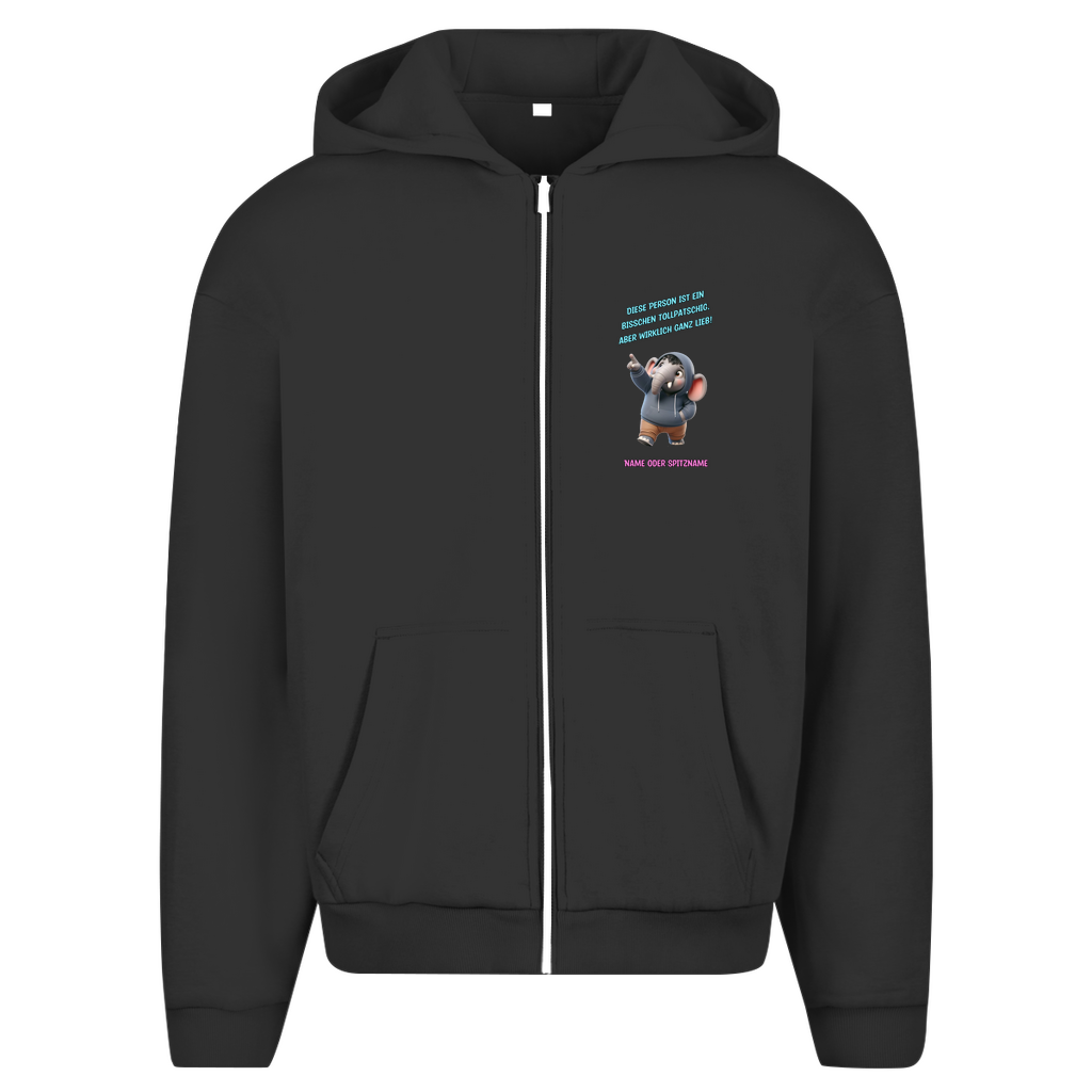 Modell Erna - Elnika Oversize Zipper Hoodie - Tollpatschig aber lieb